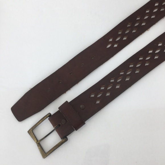 Brown Leather Diamond Perforated Belt Women’s Size 30 main image 10